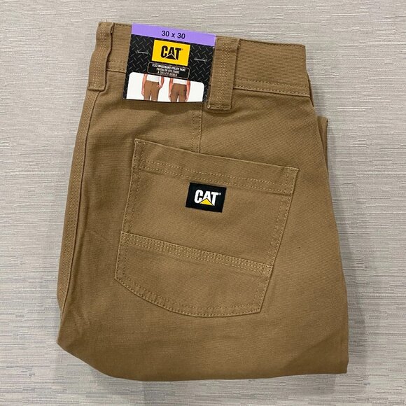 CAT Caterpillar Utility Work Pants Mens 30 x 30 Brown Flex Waistband Cell Pocket - Picture 9 of 15